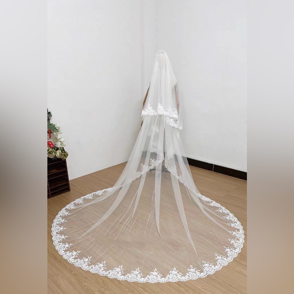 Cathedral Lace Wedding Veil with Comb